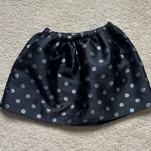 Crewcuts Black Skirt with Silver Dots, satin feel outer layer.  Size  4-5